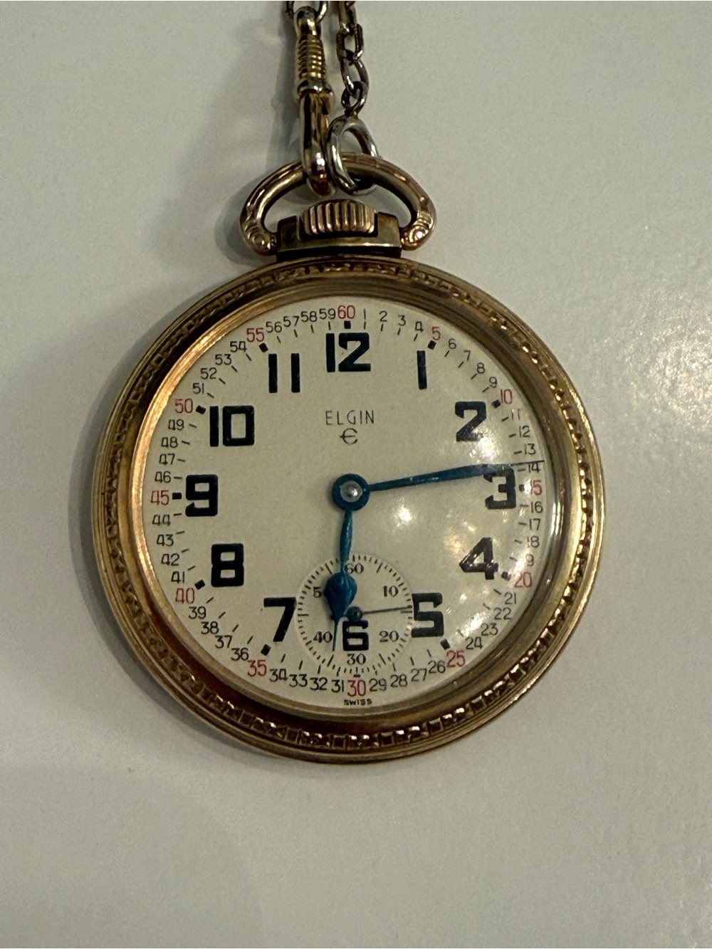 Vintage Elgin Pocket Watch Gold Tone Mechanical Railroad Style Swiss